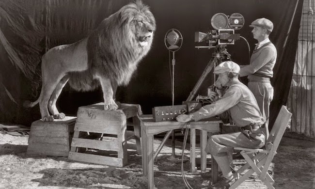 Filming of the MGM’s famous lion opening sequence in 1928..jpg