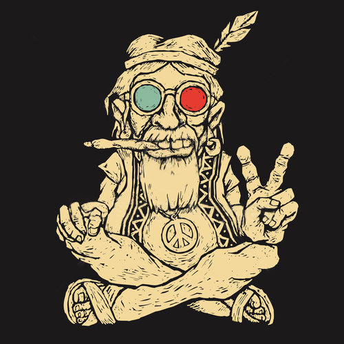 Hippie smoking joint peace sign.jpg