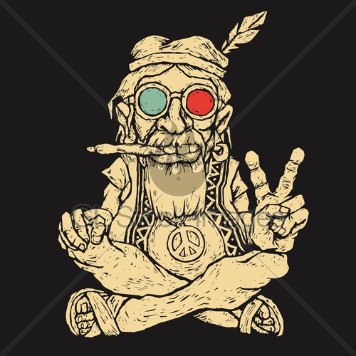 Hippie smoking joint peace sign.jpg