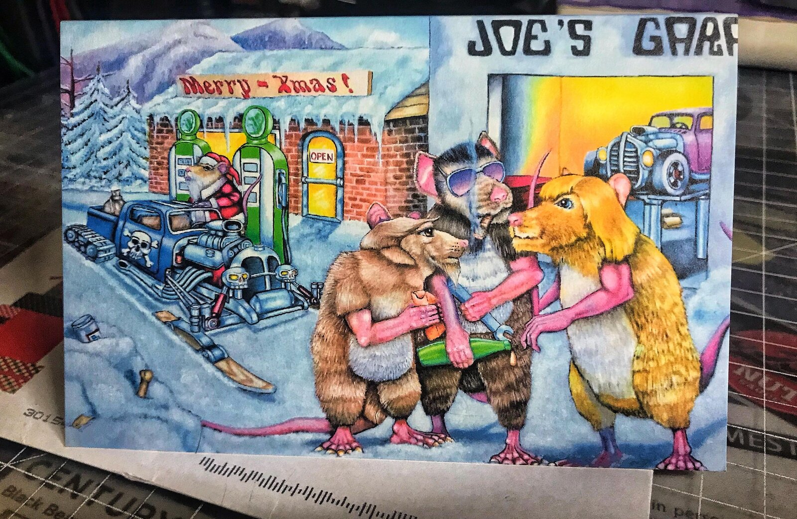 Rats at Joes Garage Christmas Card.jpg