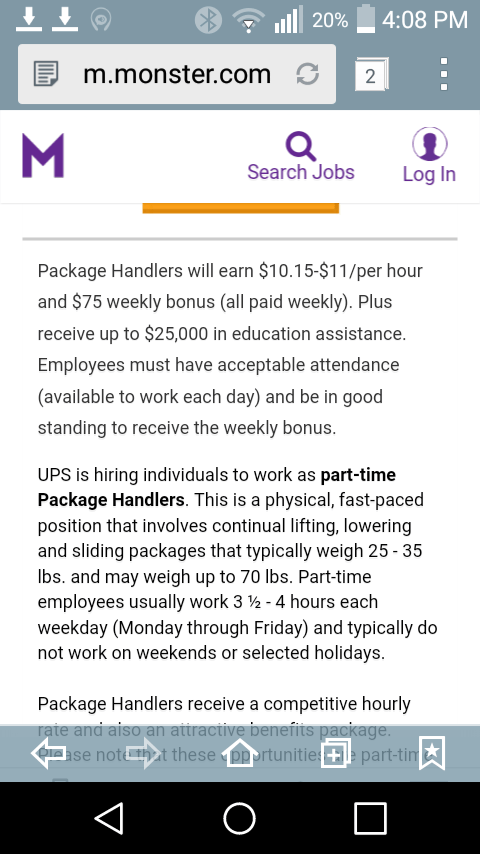 how much money do ups package handlers make an hour