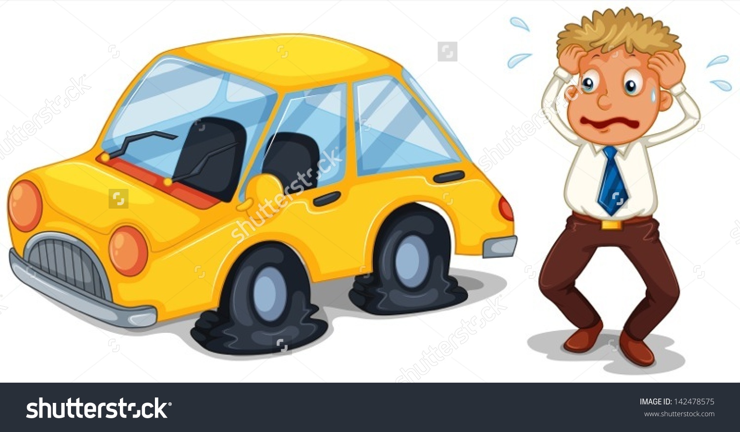 stock-vector-illustration-of-a-worried-man-beside-a-car-with-flat-tires-on-a-white-background-142478575.jpg