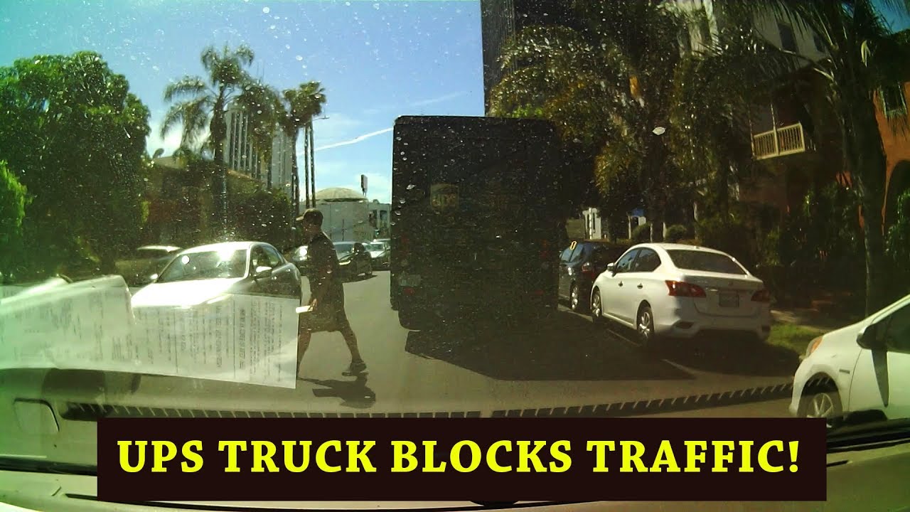 UPS Truck blocks traffic! - YouTube