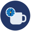 image of a clock and coffee mug